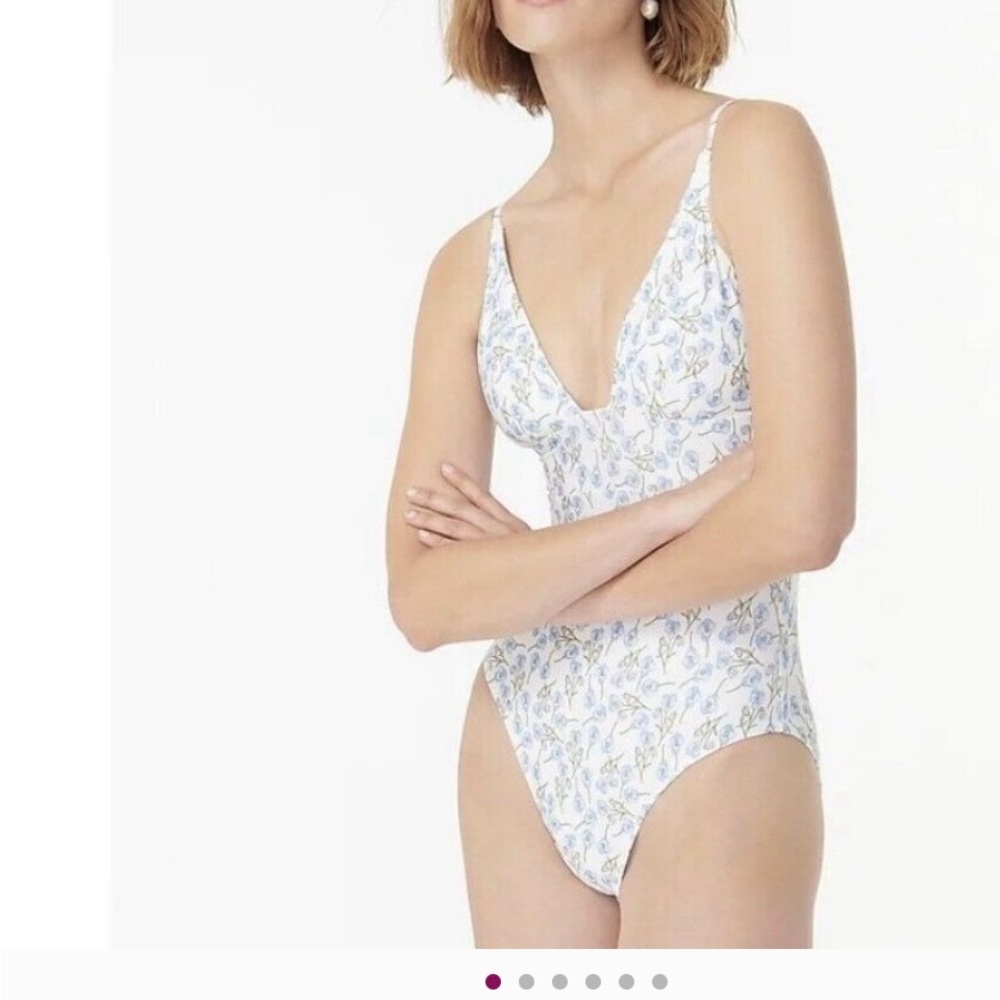 J.Crew $128 Plunge Halter One-Piece Swimsuit in Liberty Ros Floral Size 24 AY387